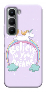 Чехол Believe in your dreams unicorn для Infinix Hot 60i