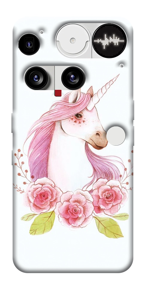 Чехол Единорог с цветами для Nothing Phone (3)