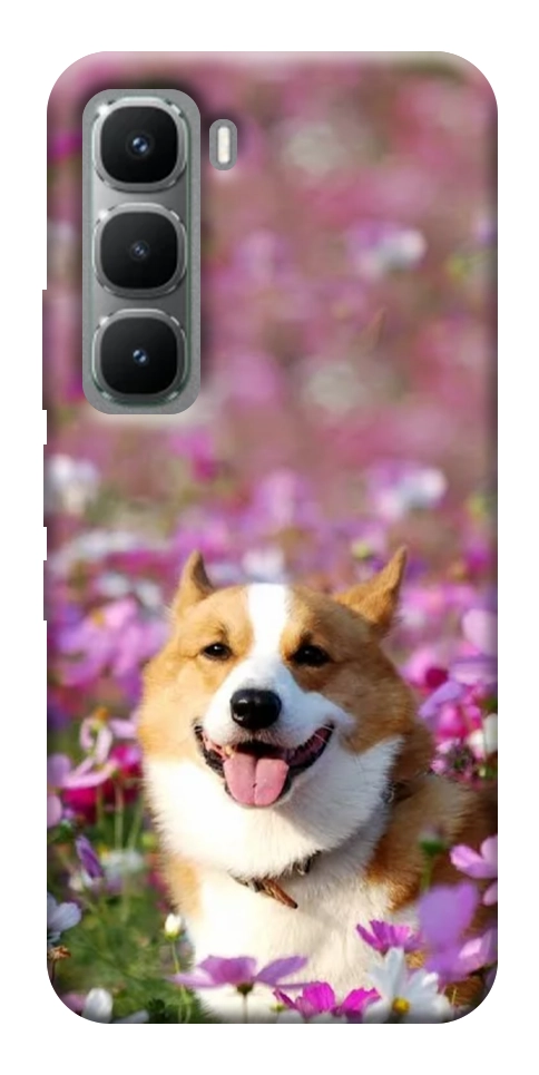 Чехол Корги в цветах для Infinix Hot 60 Pro