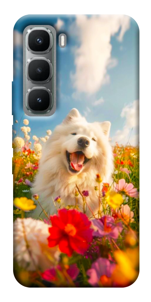 Чехол Happy dog in flowers для Infinix Hot 60 Pro