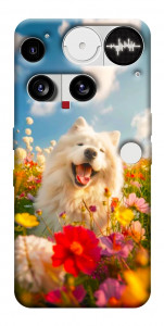 Чехол Happy dog in flowers для Nothing Phone (3)