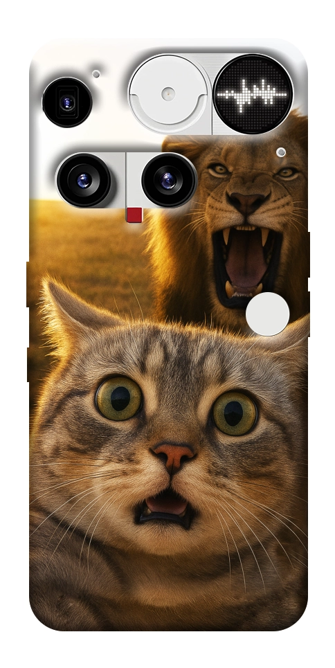 Чехол Shocked cat and lion для Nothing Phone (3)