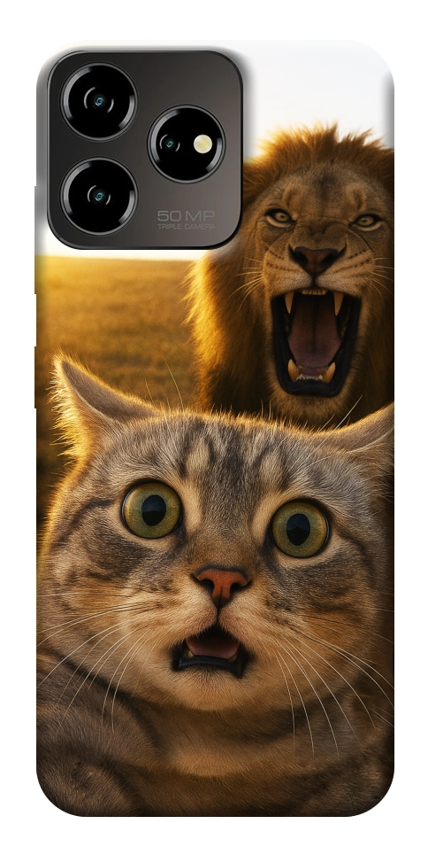 Чехол Shocked cat and lion для ZTE Blade V50 Design 4G