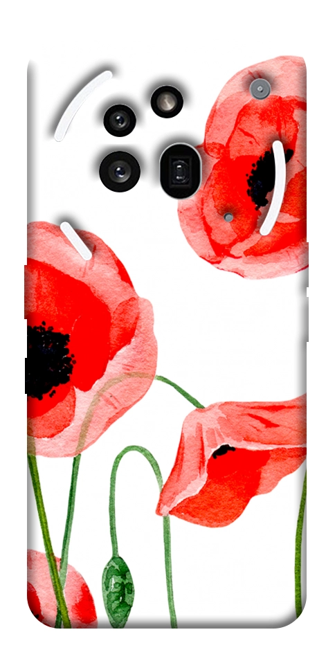 Чехол Акварельные маки для Nothing Phone (3a) Pro