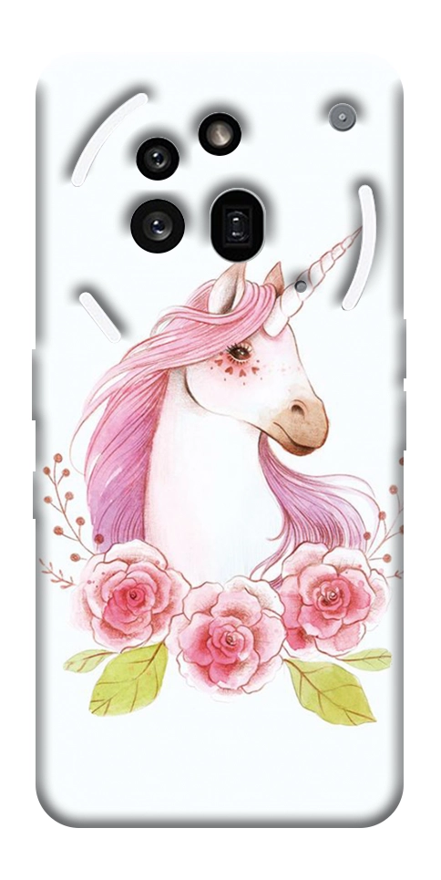 Чехол Единорог с цветами для Nothing Phone (3a) Pro