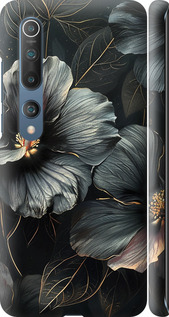 Чехол для Xiaomi Mi 10 Pro Черные цветы (Серый)