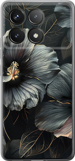 Чохол для Xiaomi Poco F6 Pro Чорні квіти (Сірий)