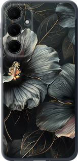 Чехол для Samsung Galaxy A35 Черные цветы (Серый)
