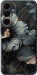 Чехол для Samsung Galaxy A35 Черные цветы (Серый)