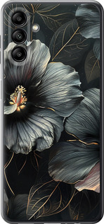 Чехол для Samsung Galaxy A04s Черные цветы (Серый)