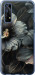 Чехол для Realme 7 Чорні квіти (Сірий)