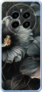 Чехол для Realme 12 4G Черные цветы (Серый)