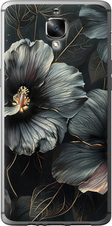 Чехол для OnePlus 3T Чорні квіти (Сірий)