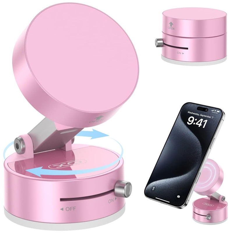Фото Вакуумно-магнітний утримувач XO C170 magnetic vacuum (center console) (Pink) на vchehle.ua