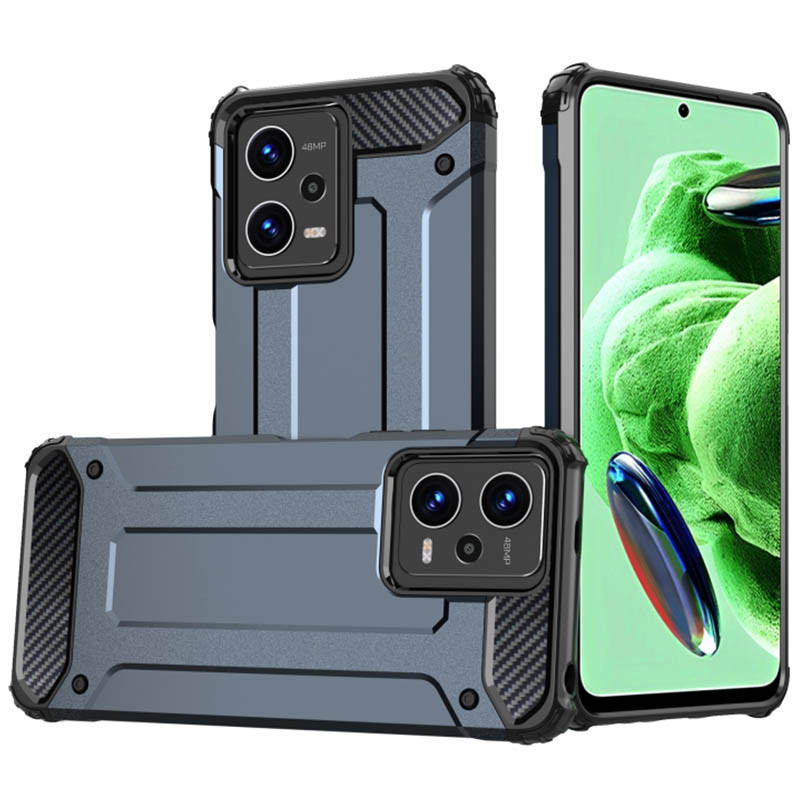 Бронированный противоударный TPU+PC чехол Immortal для Xiaomi Poco X5 5G / Note 12 5G (Серый / Metal slate)