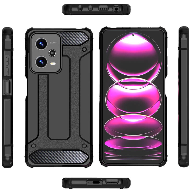 Фото Бронированный противоударный TPU+PC чехол Immortal для Xiaomi Poco X5 5G / Note 12 5G (Черный) на vchehle.ua