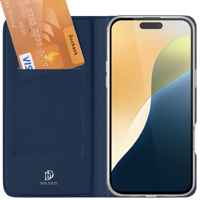 Фото Чехол-книжка Dux Ducis с карманом для визиток для Apple iPhone 16 Pro Max (6.9") (Синий) в магазине vchehle.ua