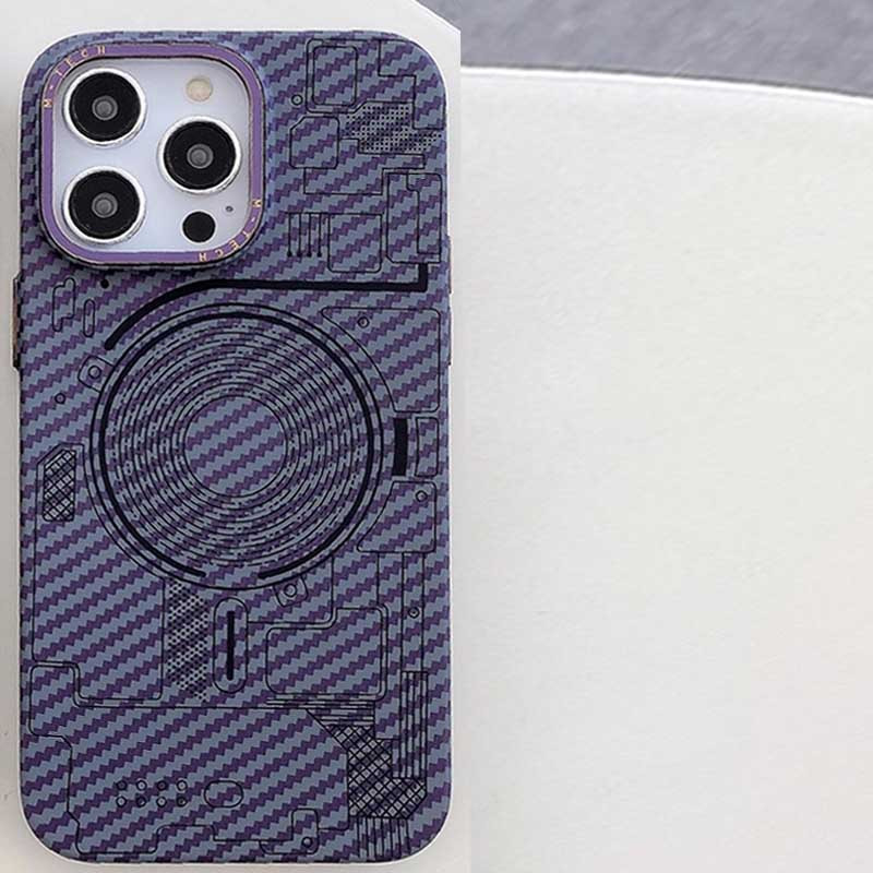 Чохол M-Tech Carbon soft touch with Magnetic Safe на Apple iPhone 12 Pro / 12 (6.1") (Purple) в магазині vchehle.ua
