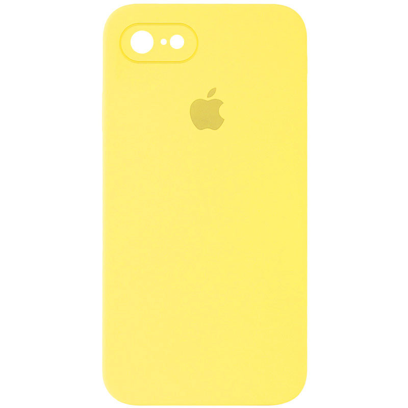 Чохол Silicone Case Square Full Camera Protective (AA) на Apple iPhone 7 / 8 / SE (2020) (4.7") (Жовтий / Yellow)