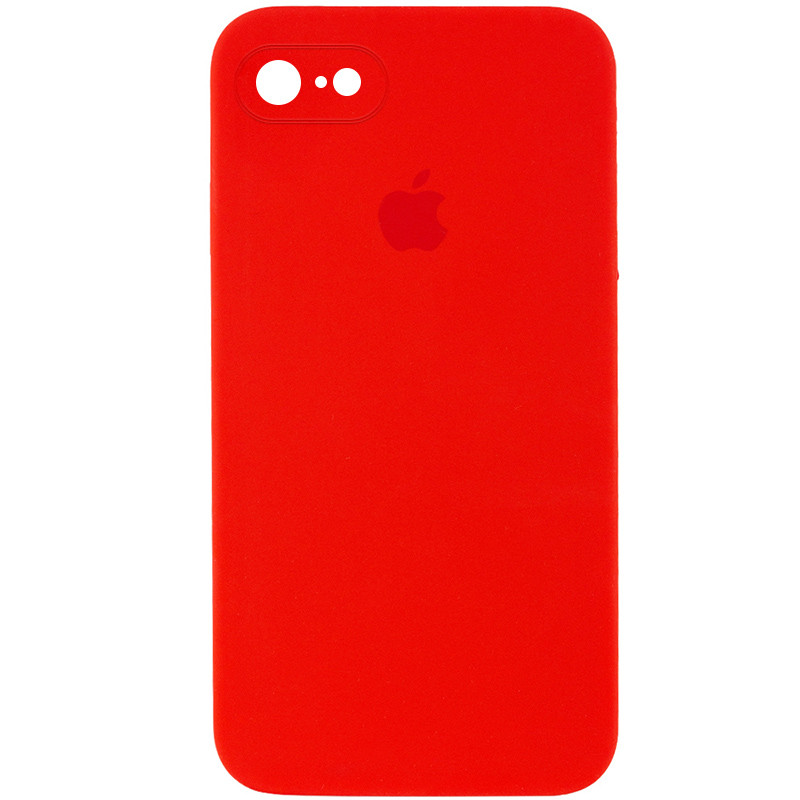 Чохол Silicone Case Square Full Camera Protective (AA) на Apple iPhone 7 / 8 / SE (2020) (4.7") (Червоний / Red)
