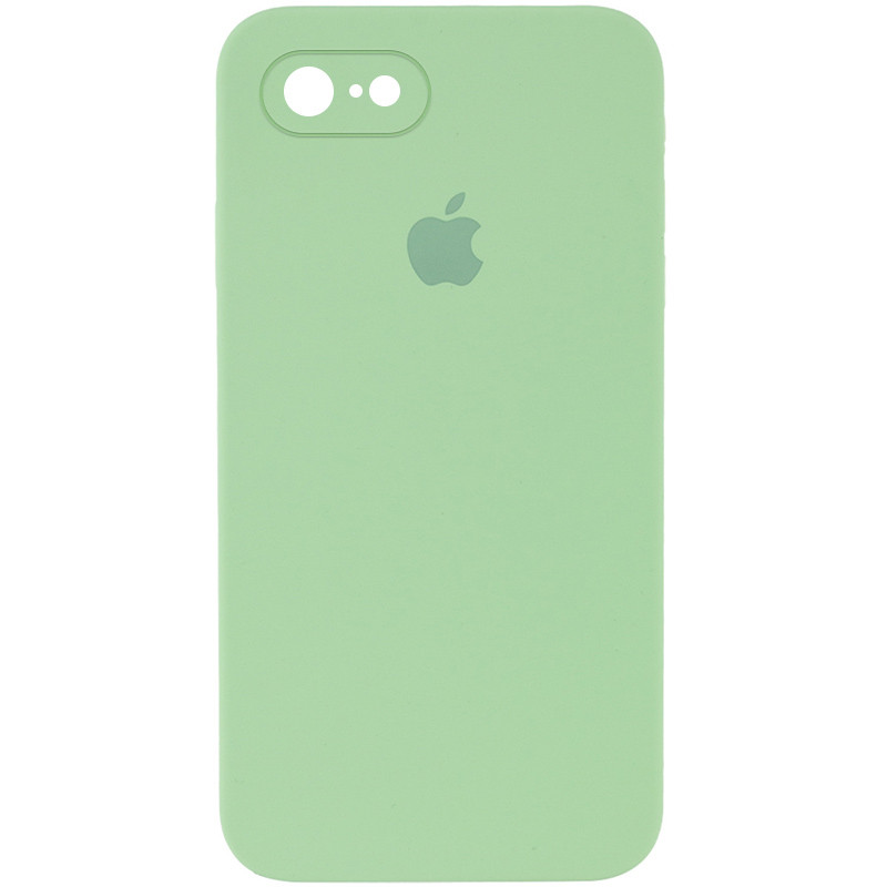 Чохол Silicone Case Square Full Camera Protective (AA) на Apple iPhone 7 / 8 / SE (2020) (4.7") (М'ятний / Mint)