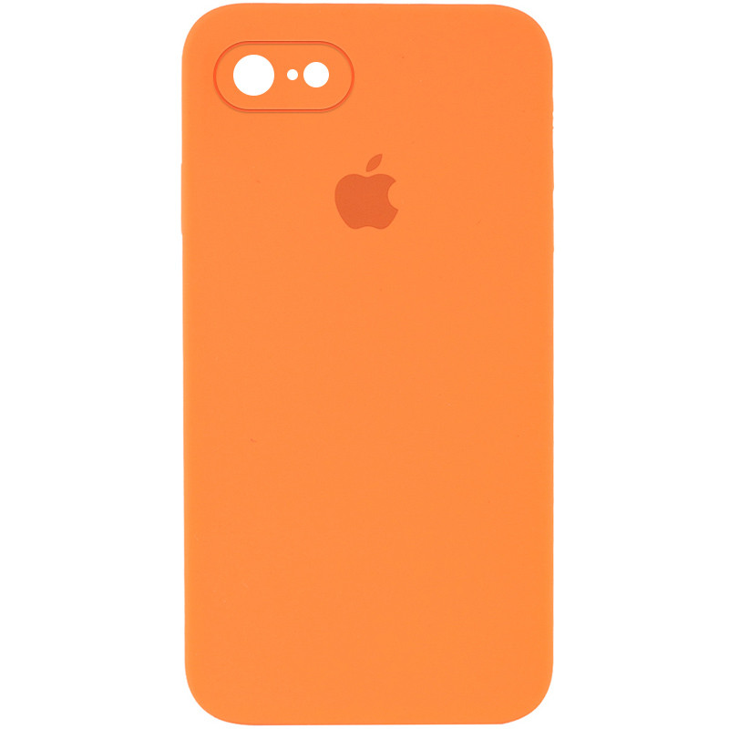 Чохол Silicone Case Square Full Camera Protective (AA) на Apple iPhone 7 / 8 / SE (2020) (4.7") (Помаранчевий / Papaya)