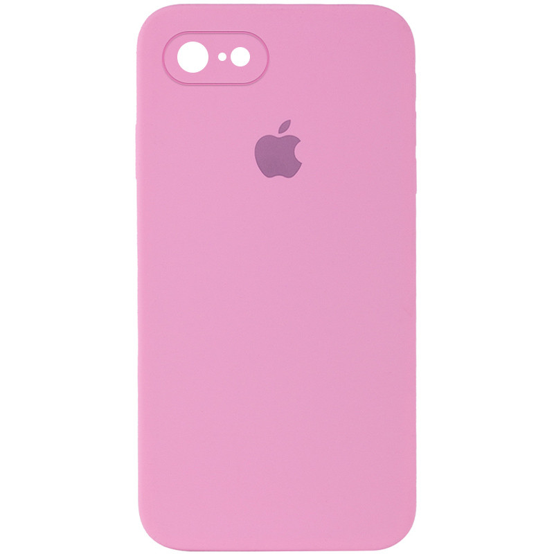 Чохол Silicone Case Square Full Camera Protective (AA) на Apple iPhone 7 / 8 / SE (2020) (4.7") (Рожевий / Light pink)