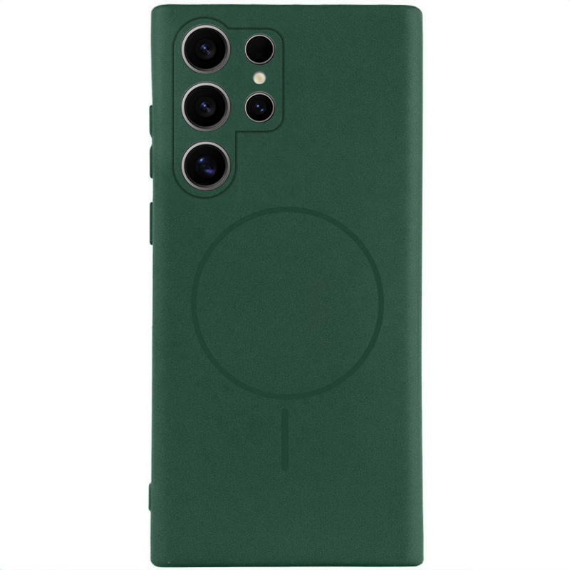 Чехол Silicone Cover Lakshmi Full Camera (AA) with Magnetic Fit для Samsung Galaxy S24 Ultra (Зеленый / Dark green)