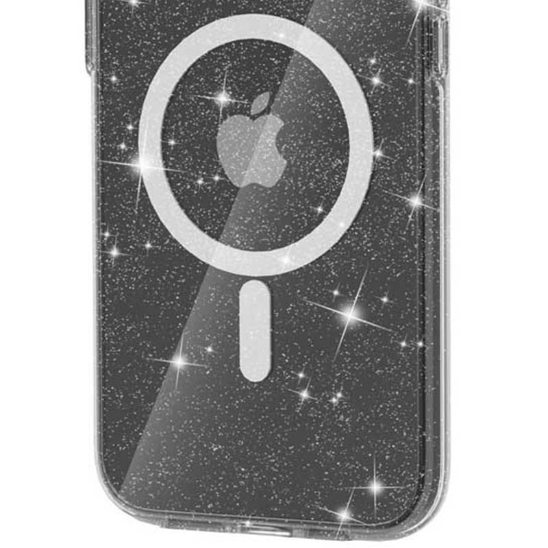 Чехол TPU Galaxy Sparkle Magnetic Fit для Apple iPhone 16 (6.1") (Black+Glitter) в магазине vchehle.ua