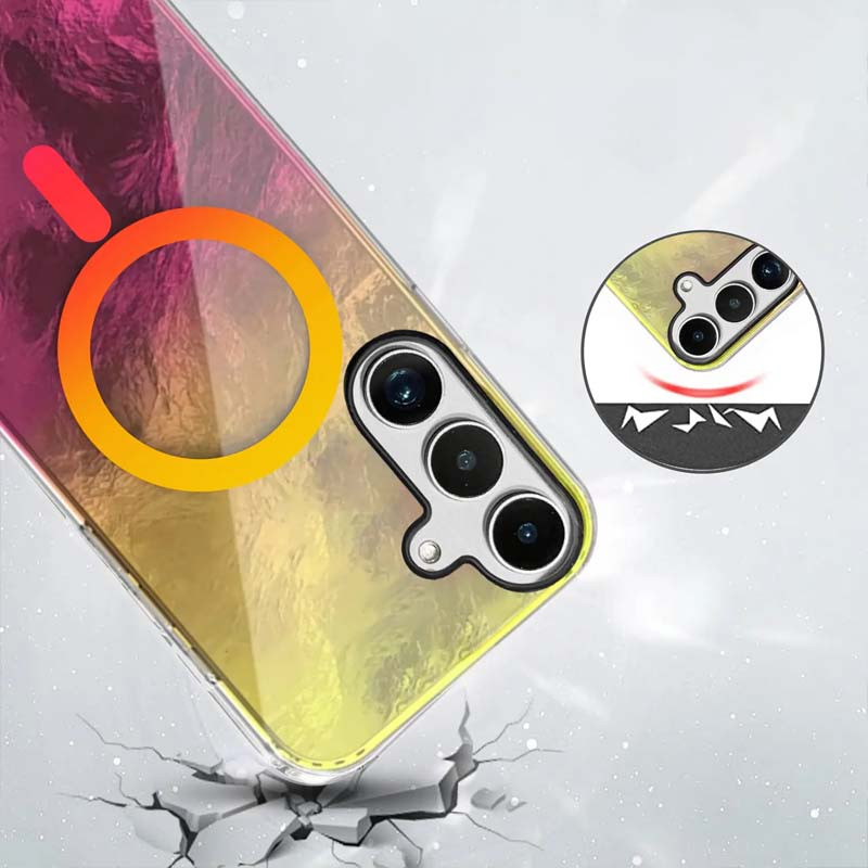 Фото Чехол TPU Shiny Mountain (MagFit) для Samsung Galaxy S25 FE (Yellow / Pink) на vchehle.ua