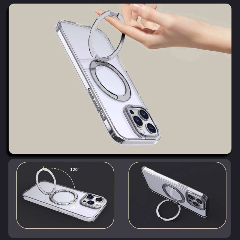 Чохол TPU+PC Empire with Magnetic Safe and Ring для Apple iPhone 15 Pro Max (6.7") (Clear) в магазині vchehle.ua