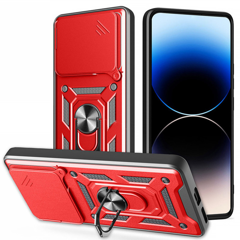 Фото Ударопрочный чехол Ummi Camshield Serge Ring для Xiaomi Poco M7 Pro 5G (Красный) на vchehle.ua