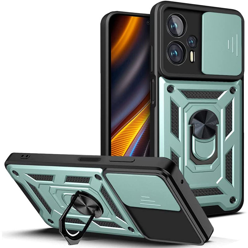 Ударопрочный чехол Ummi Camshield Serge Ring для Xiaomi Poco X4 GT (Зеленый)