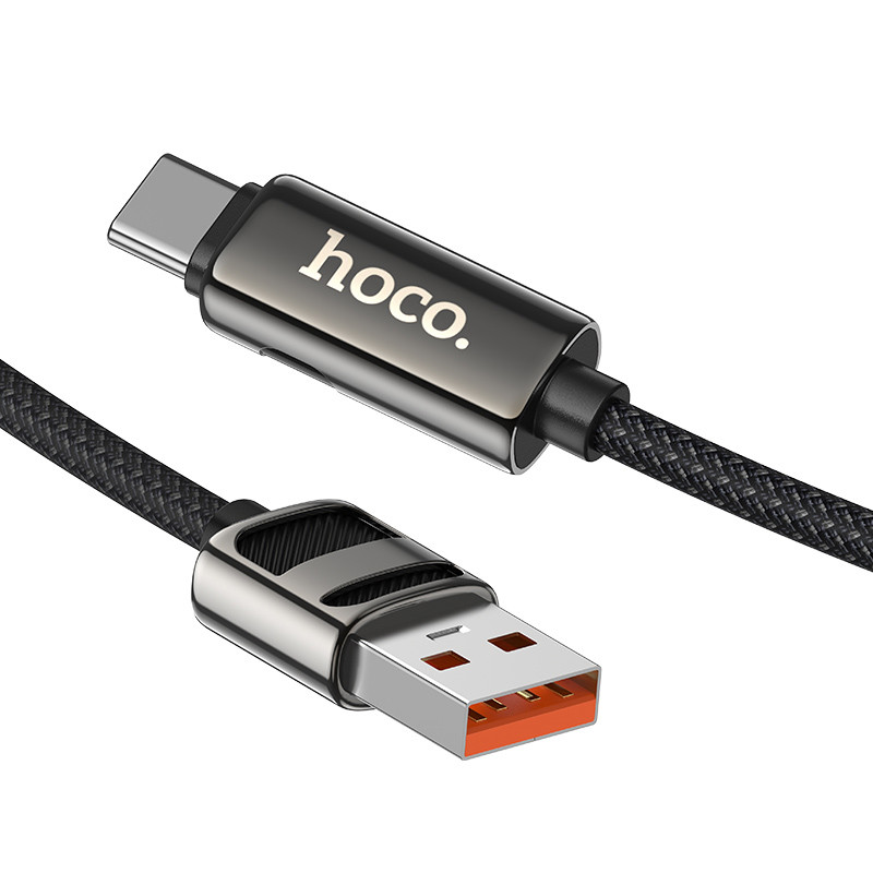 Дата кабель Hoco U137 Line with display USB to Type-C 5A/66W (1.2m) (Black) в магазині vchehle.ua