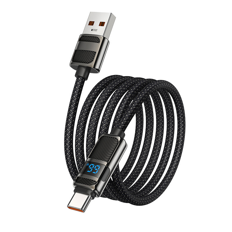 Купити Дата кабель Hoco U137 Line with display USB to Type-C 5A/66W (1.2m) (Black) на vchehle.ua