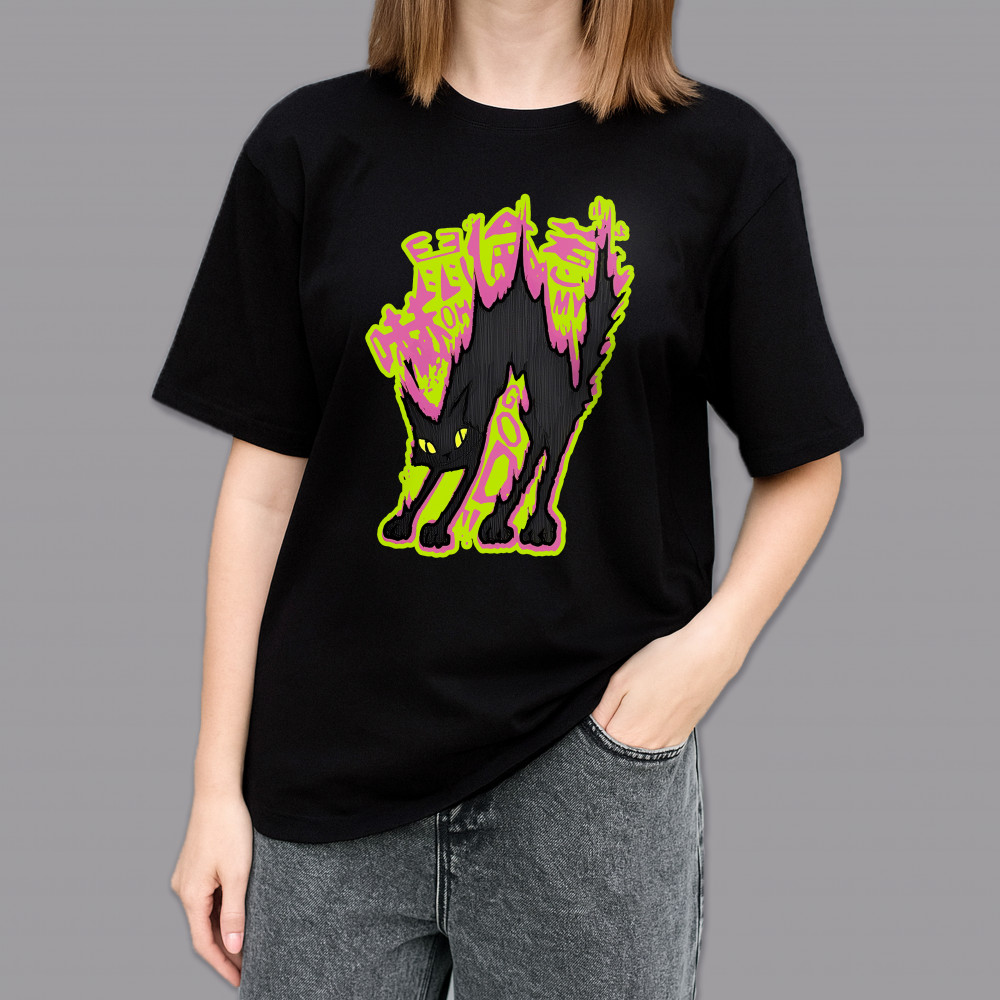 Фото Футболка чорна Scary cat в маназині vchehle.ua