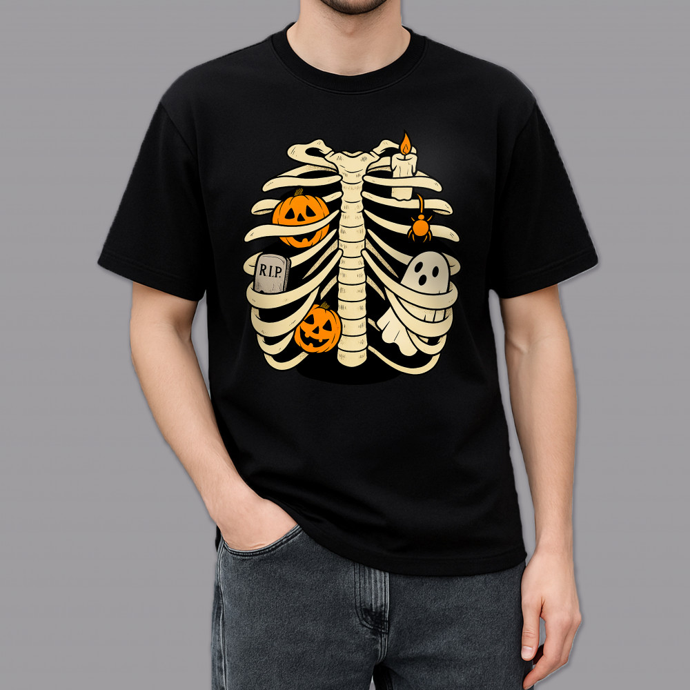 Фото Футболка чорна Spooky ribs на vchehle.ua