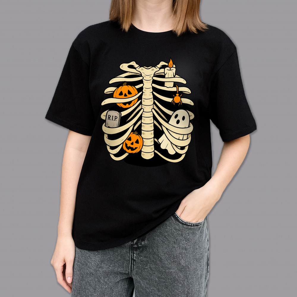 Фото Футболка чорна Spooky ribs в маназині vchehle.ua