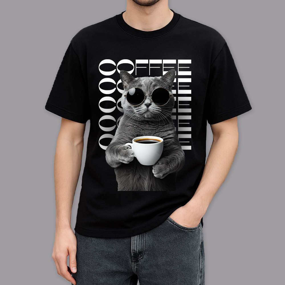 Фото Футболка черная Grey cat coffee в магазине vchehle.ua
