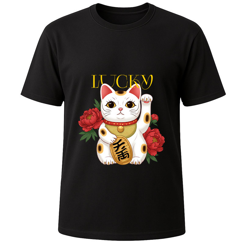 Футболка чорна Lucky cat