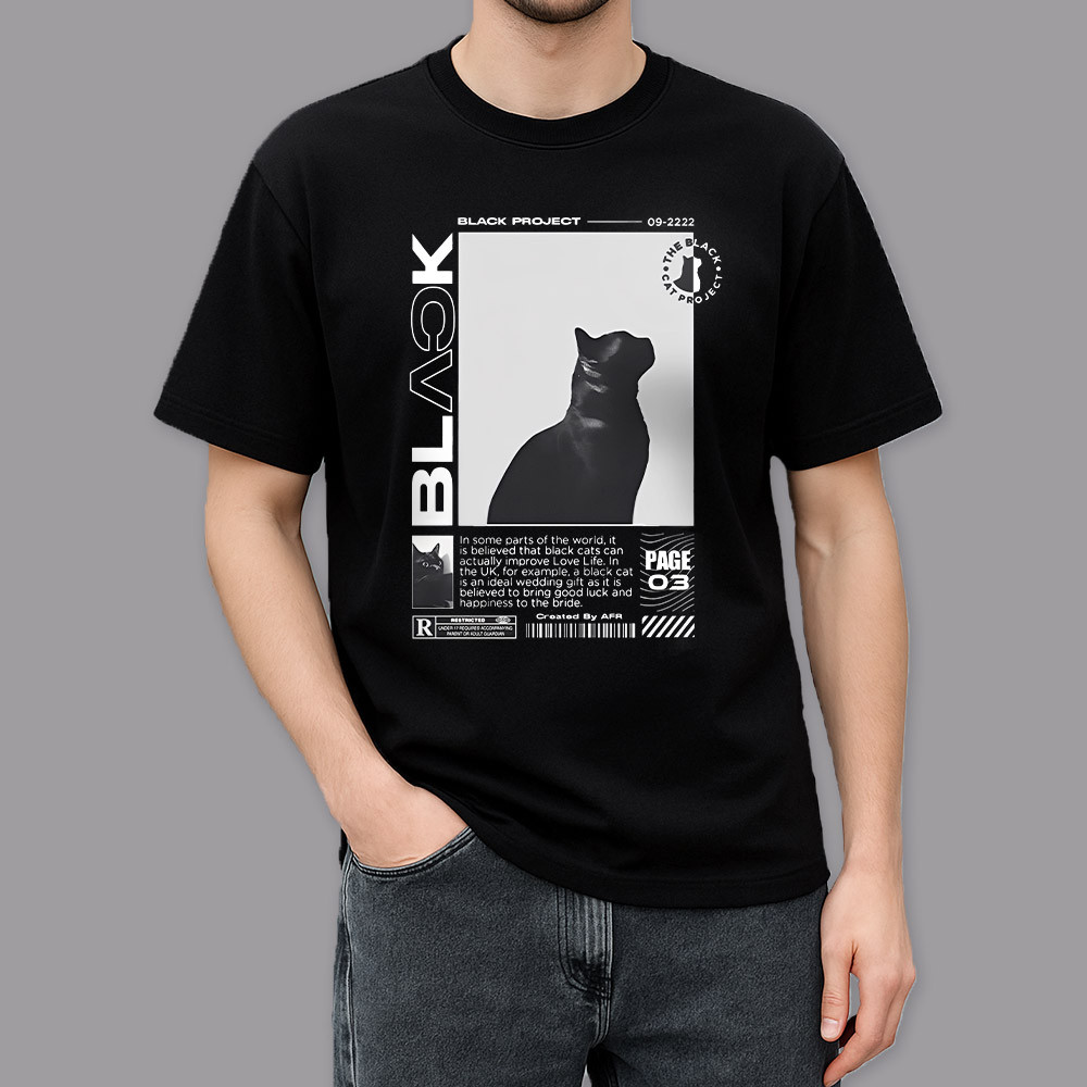 Фото Футболка черная Black cat graphics на vchehle.ua
