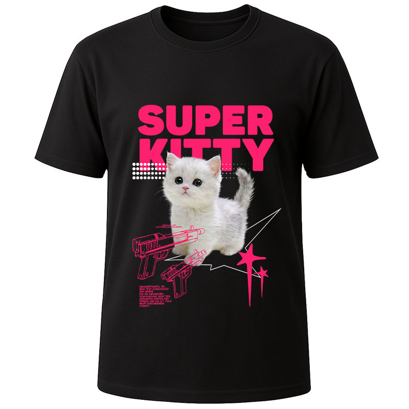 Футболка чорна Super kitty (L)