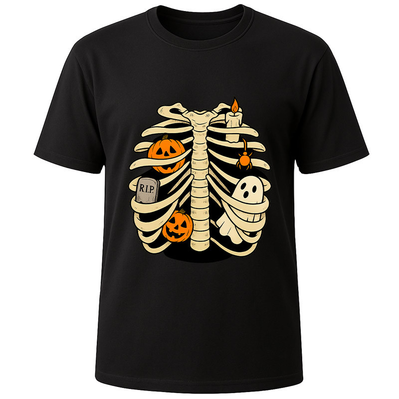 Футболка чорна Spooky ribs (S)