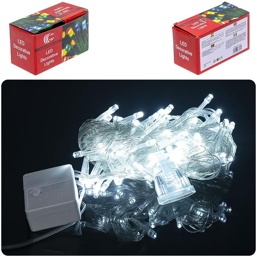 Фото Гірлянда електрична LED D-11 холодний білий 100(80L) 9 метрів на vchehle.ua