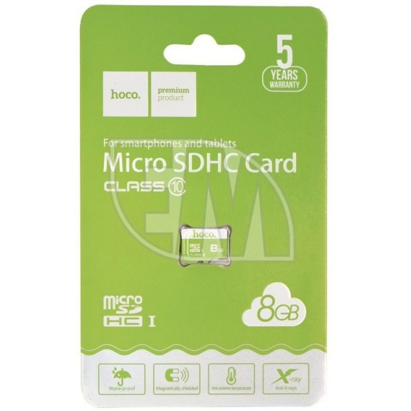 Фото Карта пам'яті Hoco microSDHC Class 10 - 8GB (без адаптера) (Green) на vchehle.ua