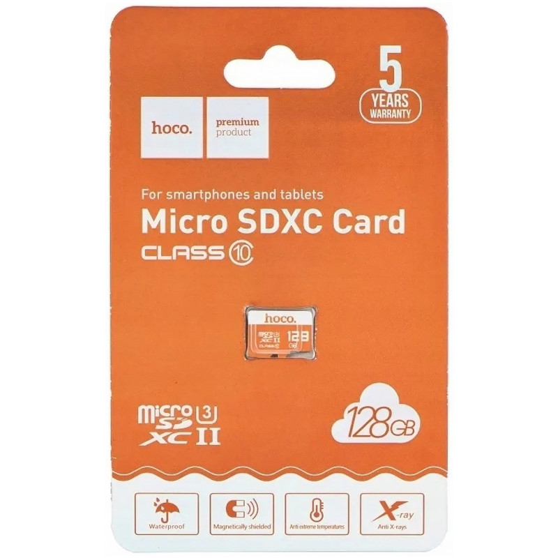 Фото Карта памяти Hoco microSDXC Class 10 - 128GB (без адаптера) (Orange) на vchehle.ua