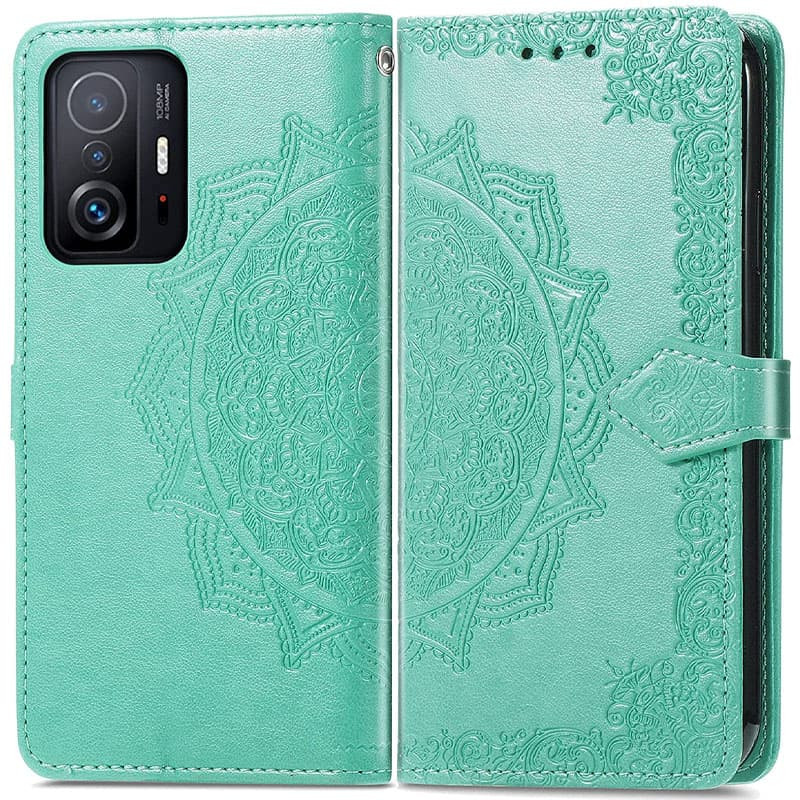 Фото Шкіряний чохол-книжка Art Case з візитницею на Xiaomi 11T / 11T Pro (Бірюзовий) на vchehle.ua