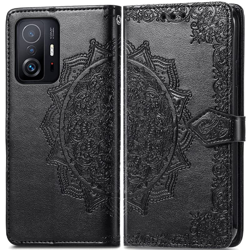 Фото Шкіряний чохол-книжка Art Case з візитницею на Xiaomi 11T / 11T Pro (Чорний) на vchehle.ua