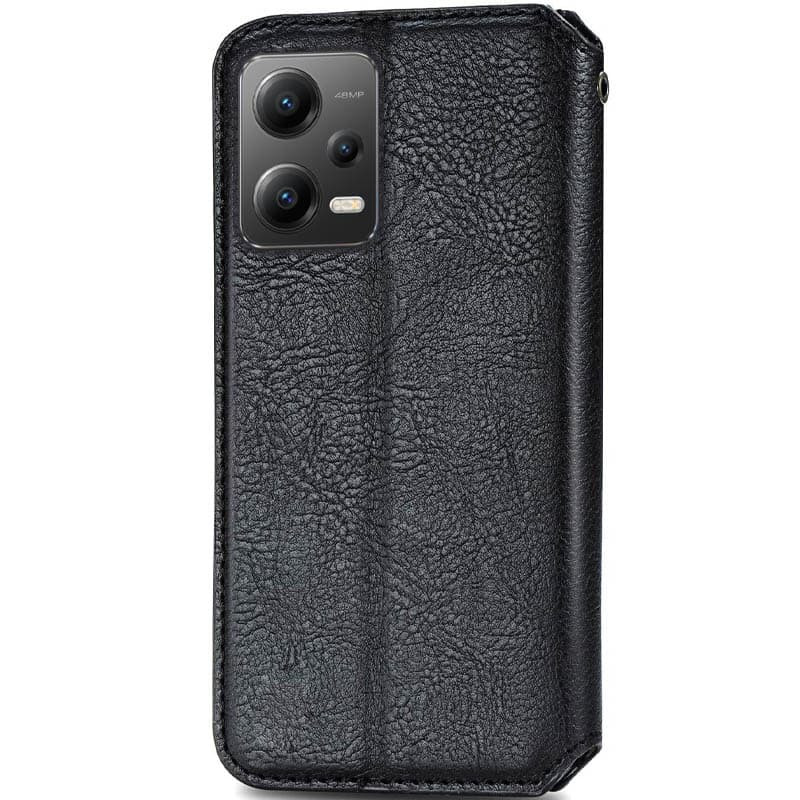 Фото Шкіряний чохол-книжка GETMAN Cubic (PU) на Xiaomi Poco X5 5G / Redmi Note 12 5G (Чорний) на vchehle.ua