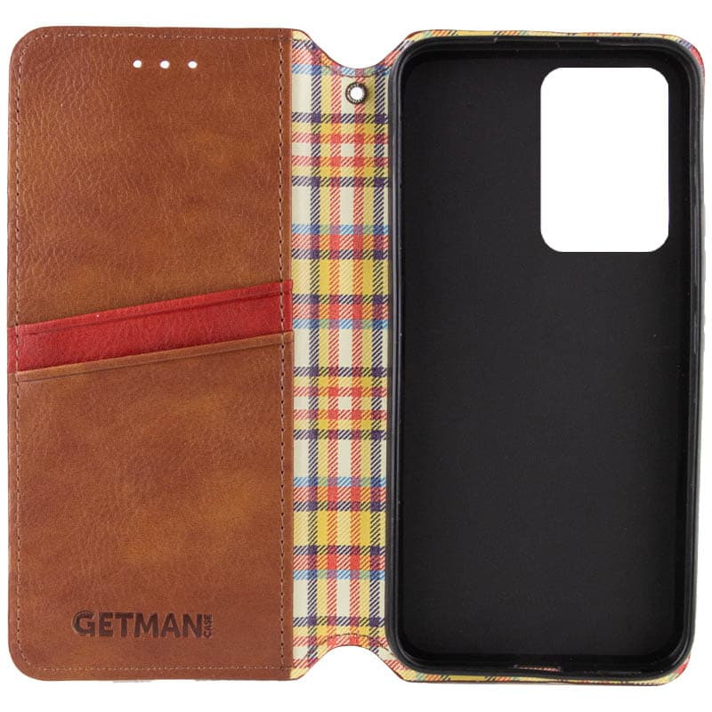 Шкіряний чохол-книжка GETMAN Cubic (PU) на Xiaomi Redmi Note 14 4G (Europe version) (Коричневий) в магазині vchehle.ua